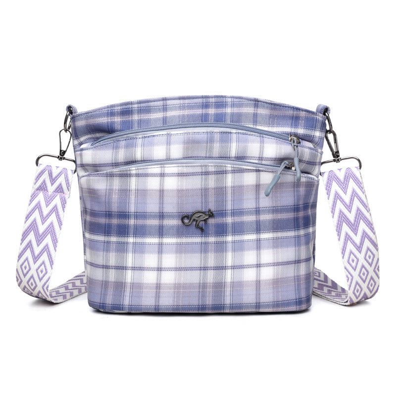 Artistic Plaid Shoulder Large Capacity Students' Crossbody Bag Women