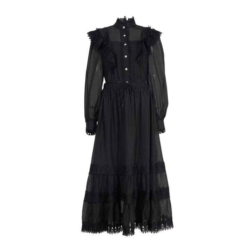 Lotus Leaf Edge Long Sleeved Shirt Elastic Waist Half Length Long Skirt Set