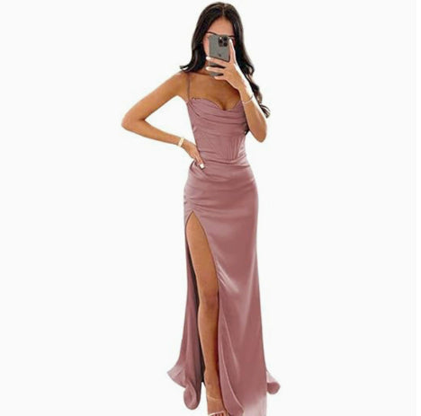 Vestito da sera con canotta senza maniche da donna europea e americana