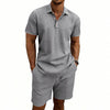 Set di pantaloncini e camicia a maniche corte casual da uomo in lino