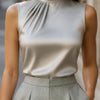 Top da donna alla moda senza maniche con collo all'americana e versatile