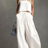 Womens Two-piece Set Loose-fitting Vest And Wide-leg Pants