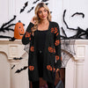 Women's Halloween Pumpkin Head Jacquard Knitted Cardigan Coat Sweater