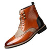 New British Men's High Top Color Blocked Leather Shoes