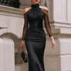 High Waisted Dress Neck Hanging Banquet Evening Gown