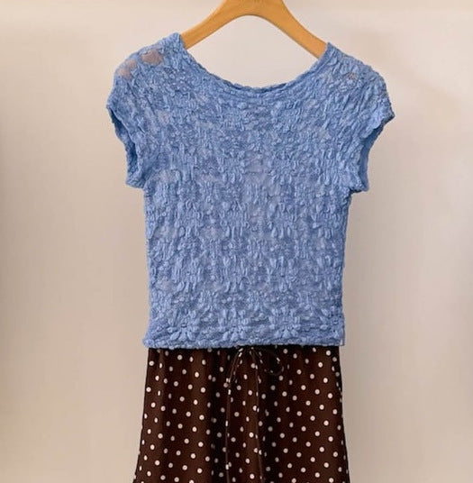 Top da donna sexy e alla moda, aderente con pizzo traforato