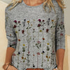 European And American Flower Plant Printed Round Neck Long Sleeve