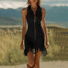 Womens Sexy Sleeveless Dress With A Turn-down Collar