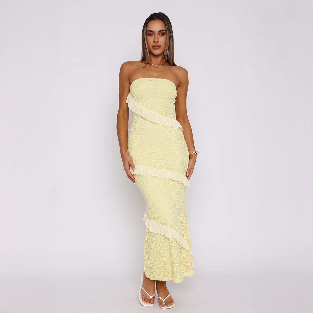 Elegant Strapless Sleeveless Sheath Dress