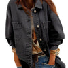 Women's Denim Jacket Large Pocket Button Long Sleeve Split Denim