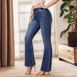 Women's High Stretch Jeans Slim Fit Hip Raise Bootcut Trousers
