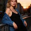 Giacca di jeans lavato da donna blu, vestibilità slim