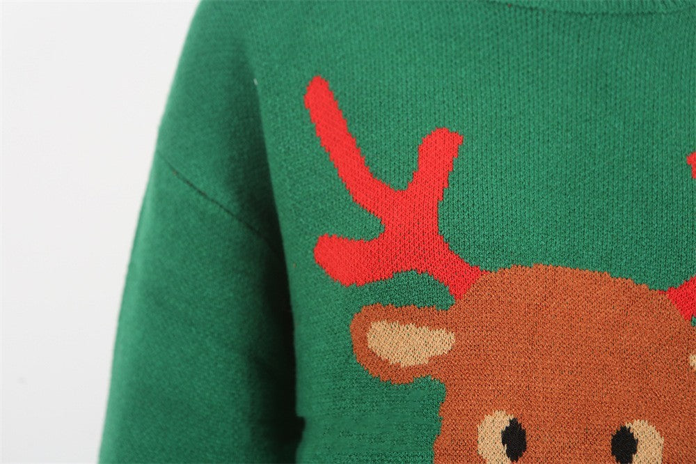 Cartoon Deer Christmas Sweater Pullover Long Sleeve