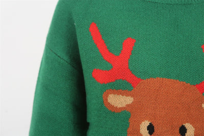 Cartoon Deer Christmas Sweater Pullover Long Sleeve