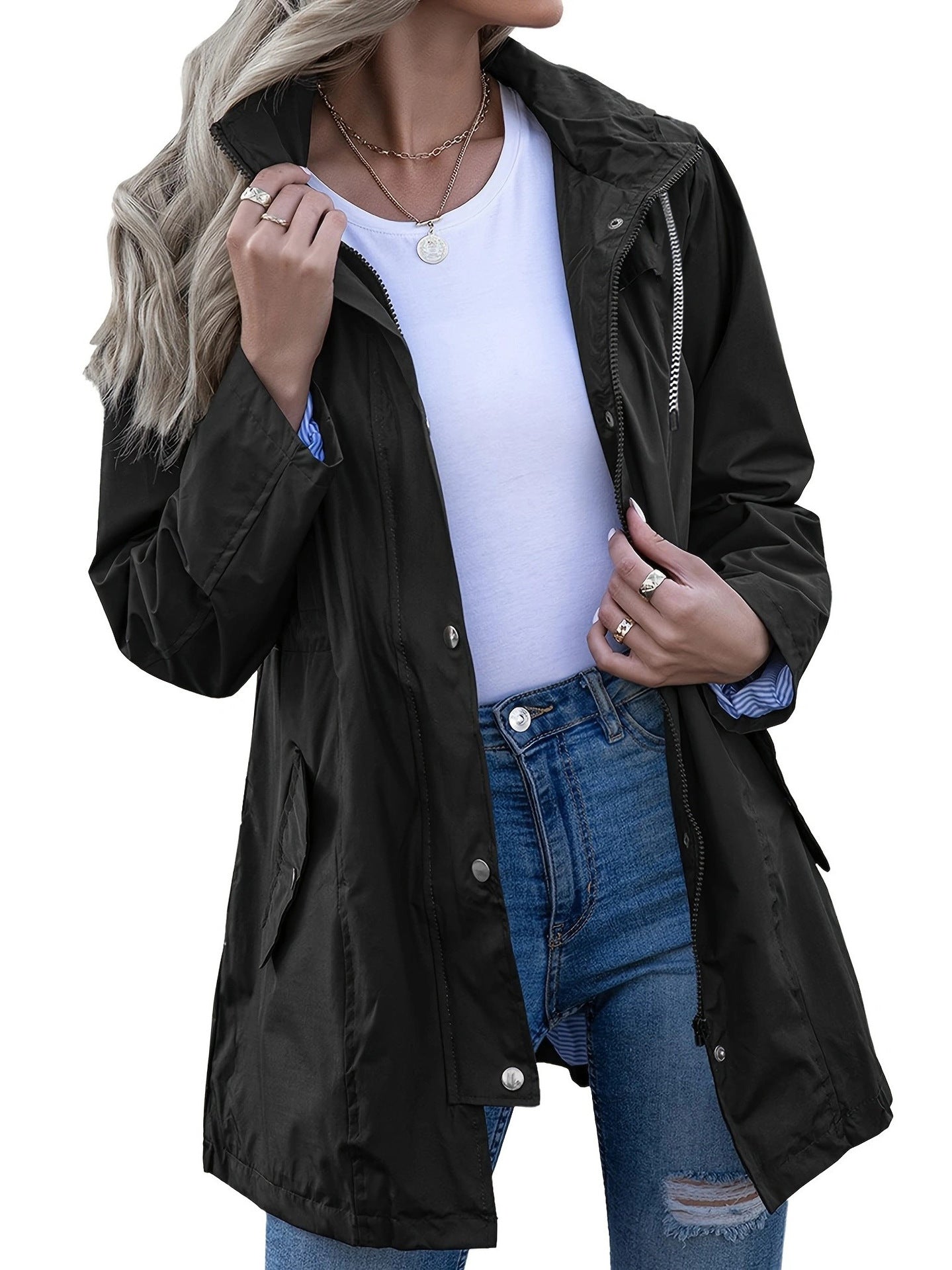 Women's Waterproof Jacket Slim Fit Windbreaker Windproof Jacket