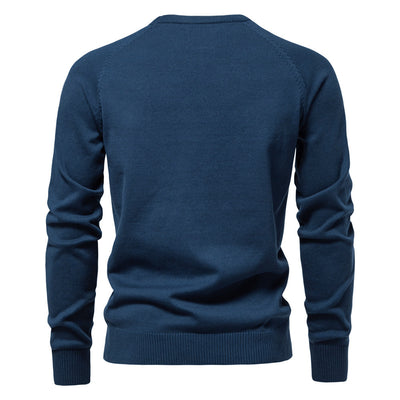 Autumn And Winter New Cotton Men's Sweater Pullover Solid Color Raglan Sleeve Sweater