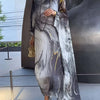 Elegant Commuter Chiffon Dress With Marble-Printed Texture