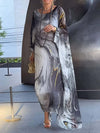 Elegant Commuter Chiffon Dress With Marble-Printed Texture