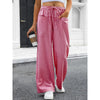 Pantaloni Loungeleisure Gessati a Vita Alta con Gamba Larga e Coulisse