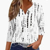 Women's T-shirt V-neck Half-open Tube Three-button Printed 34 Sleeves Top