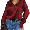 Versatile Satin Silk Button-Down Womens Blouse