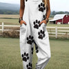 Women's Summer Digital Printing Button Casual Suspender Trousers