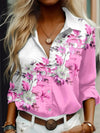 Nuova camicia da donna a maniche lunghe con delicata stampa floreale