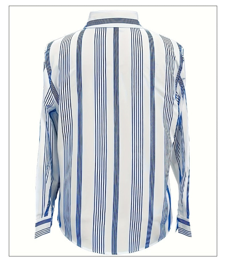 Camicia a maniche lunghe a righe, stile casual