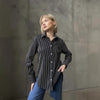 Camicia a righe taglie forti da donna, vestibilità morbida