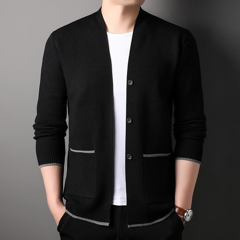 Simple Youth Fastener Decoration Sweater Coat