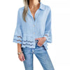 Camicia Con Bordo In Pizzo E Dettagli Svasati In Pizzo Sui Polsini