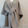 Fur Collar Fur Ball Knitted Cardigan Cape And Shawl