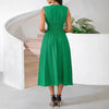 Solid-color Dress With A V-neck For An Elegant Sophisticated Look