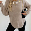 Women's Crochet Patchwork Round Neck Comfort And Casual Sweater