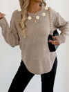 Women's Crochet Patchwork Round Neck Comfort And Casual Sweater