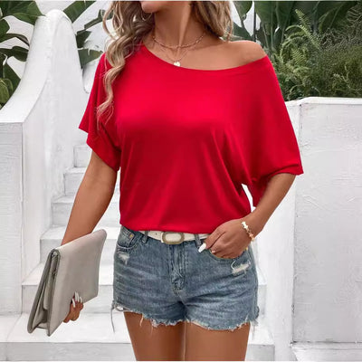Batwing Sleeve Top Knitted Off-Shoulder Design With Batwing Sleeves For Women