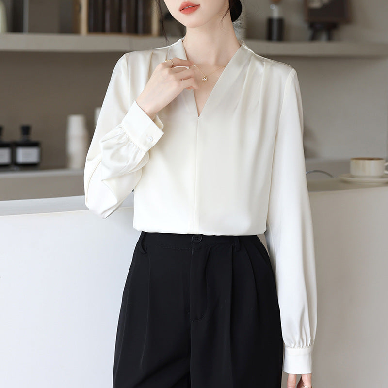 Spring And Autumn Long Sleeve High-grade Blue Shirt Women's Top