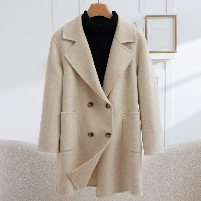 Fashion Double Breasted Woolen Coat Women