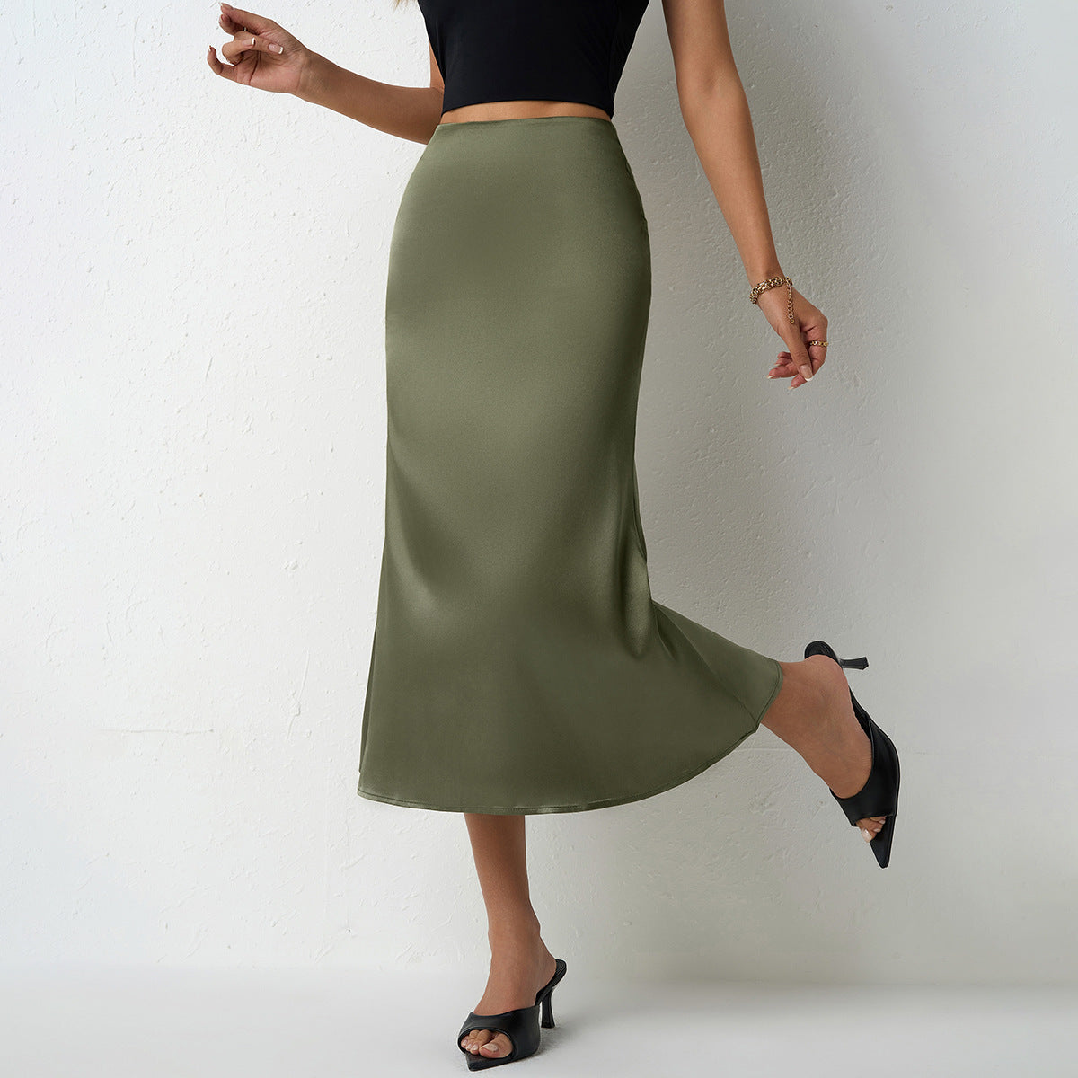 Womens Satin Mermaid Skirt SpringSummer Style