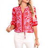 Camicia cardigan da donna a maniche lunghe stampata con collo a punta