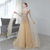 Vestito da Sera Lungo Elegante Maniche Svolazzanti Oro