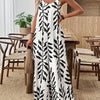 Womens Casual & Elegant V-Neck Jumpsuit With Tropical Leaf Print And Pockets For Women