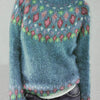 Ladies' 3D Printed Sweater Casual Loose Long Sleeved Knitted Top - A Fashionable And Comfortable Choice For Daily Wear