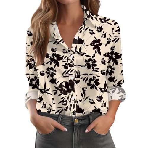 Womens Floral Polka-Dot Bush Print Long-Sleeve Shirt