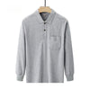 Men's Solid-color Long-sleeve Top With A Turn-down Collar And Real Pockets