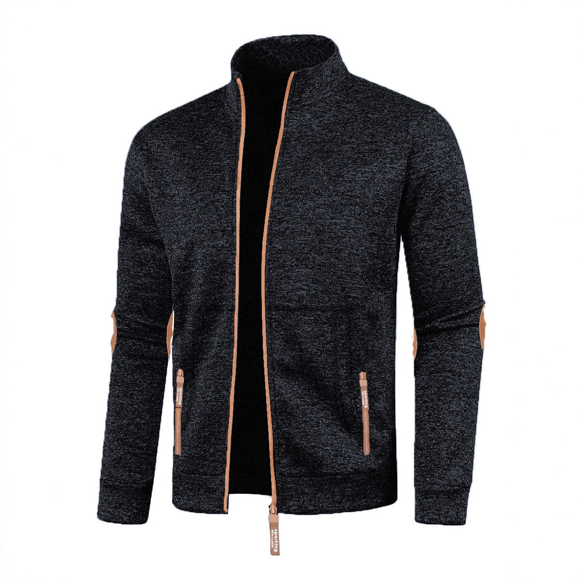 Men's Long Zipper Sweater Sleeve Light Fleece Coat Plus Size