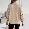 Striped Turtleneck Drop-shoulder Pullover Long Sleeve