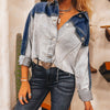 Cappotto in denim con fibbia multipla a fila singola per donna