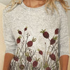 European And American Flower Plant Printed Round Neck Long Sleeve