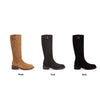 Cowhide Maillard Round Head Buckled Chunky Heel Below The Knee Boots